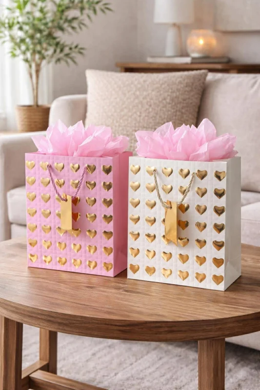 Geschenktüte Medium mit Herzen - Color Mix 1 Stk.