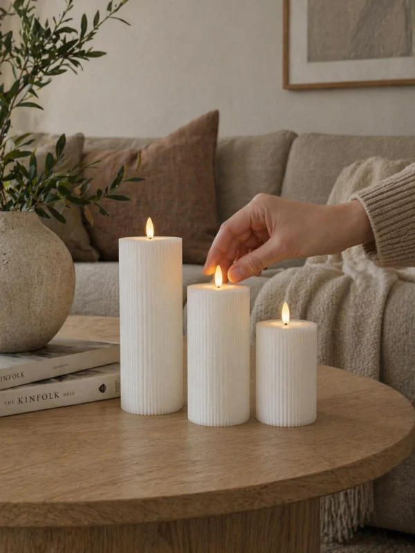 Touch-LED-Lichtpaket gerillt - 3er Pack weiß