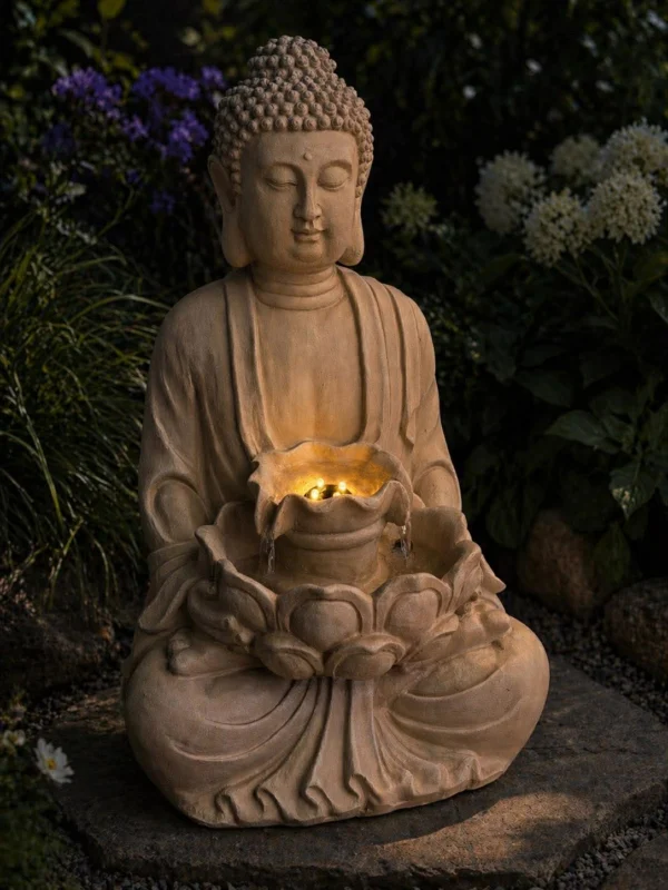 Buhdda mit LED-Licht und Springbrunnen