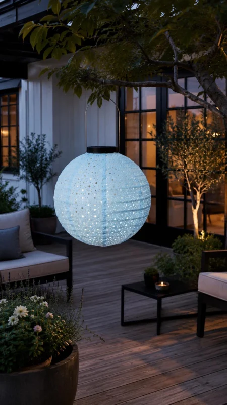 Lampe mit Solarzellen - Hellblau