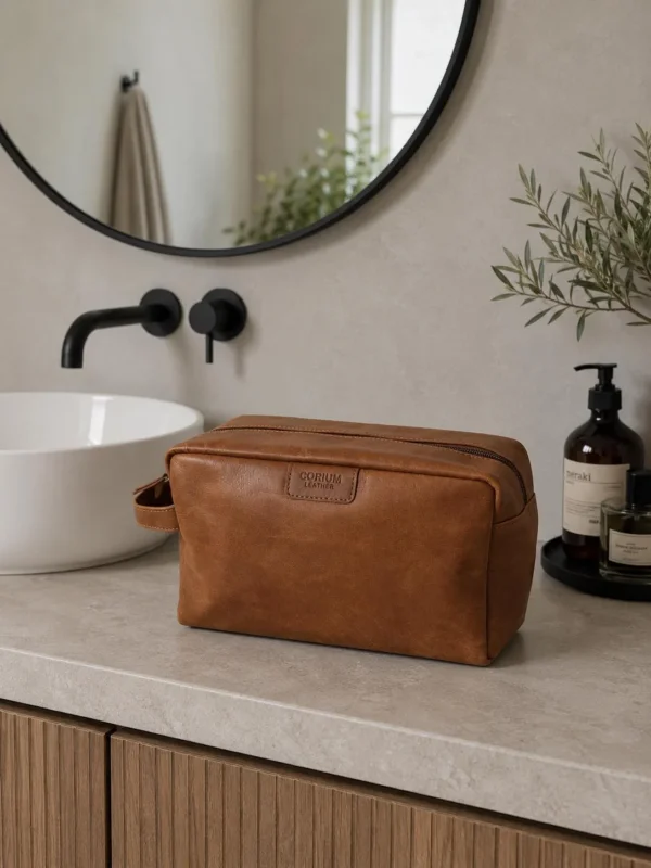 Toilettentasche - Vintage Cognac