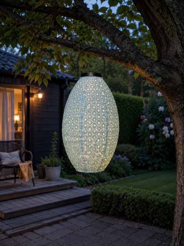 Lampe mit Solarzellen - Hellblau