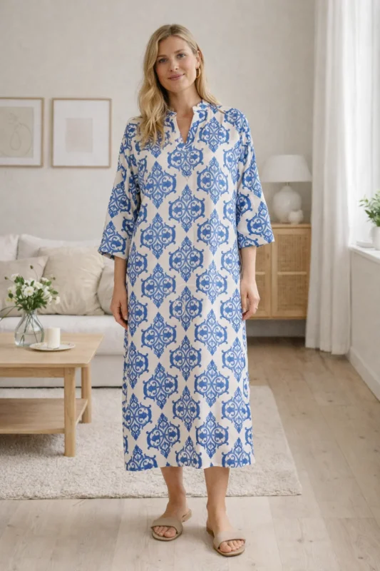 ZENTHA satin dress - Off White Blue