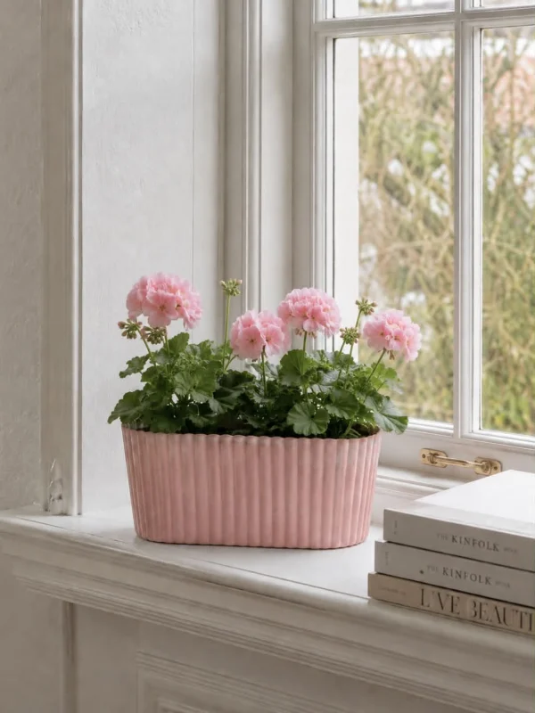 Länglicher Topf im Beton-Look - Rosa