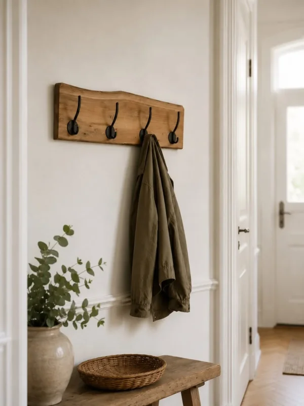 Kleiderhakenleiste Teak mit 4 Haken