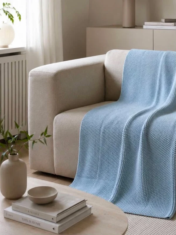 Plaid Perlstrick Baumwolle Blau