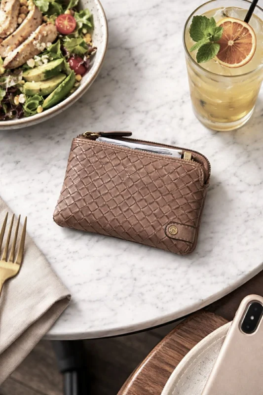 Portemonnaie Sofya - handgeflochten Dark Taupe