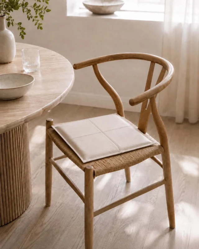 Sitzkissen aus Leder - Beige 38x38cm