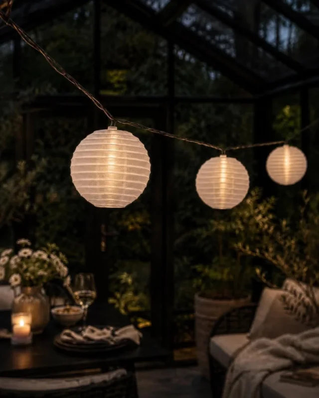 LED-Solarlichterkette Mary, 10 weiße Kugeln