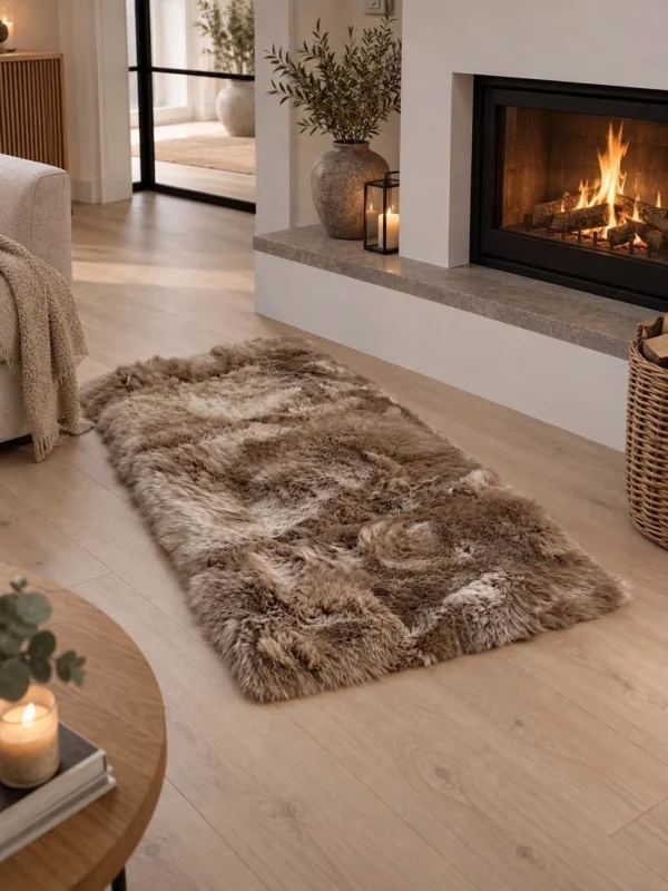 Teppich aus Lammfell - 70x140 Taupe