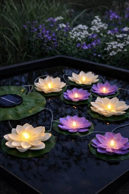 Lotus-Kette mit Solar - 8 Blüten
