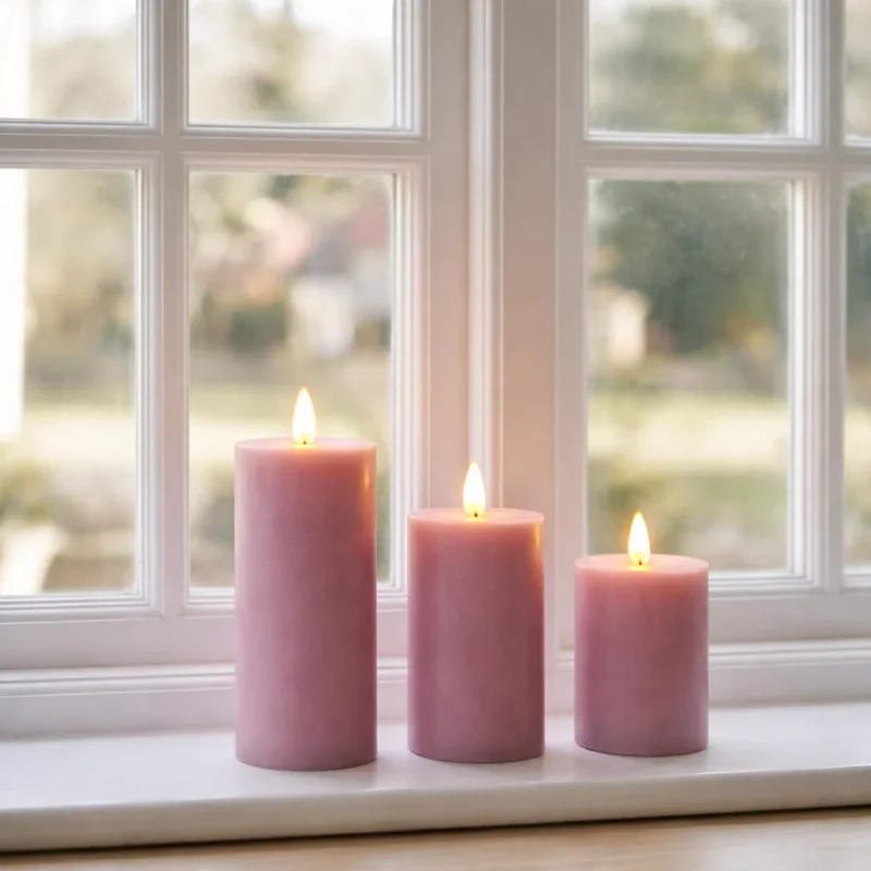 LED-Blockkerzen / VIOLETT 3 Stk – inkl. Fernbedienung