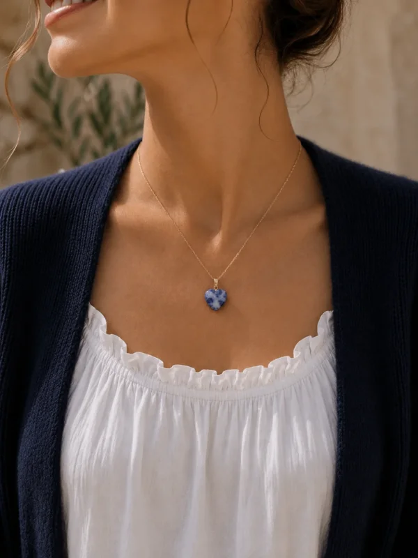Laia Halskette Naturstein/Herz - Blau