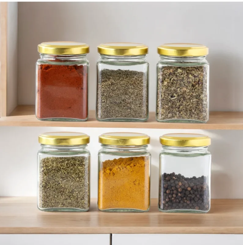 Gewürzgläser mit Metalldeckel - 6er-Pack