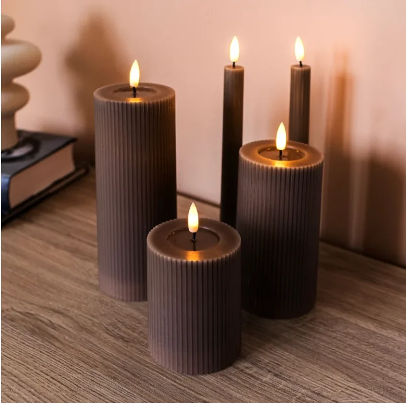 LED-Lichtpaket gerillt - 5er Pack coffee
