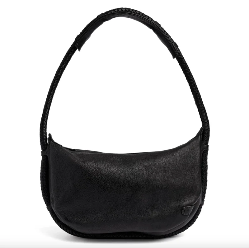 Handtasche mit schönem geflochtenem Riemen - Schwarz