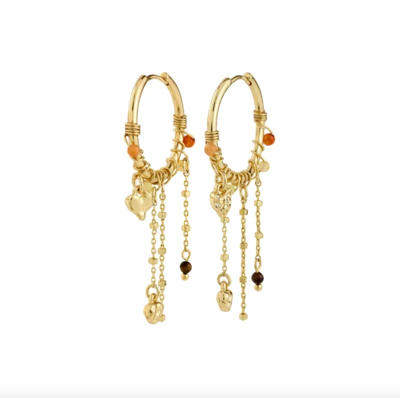 Hoops-Ohrringe mit Ketten und Charms