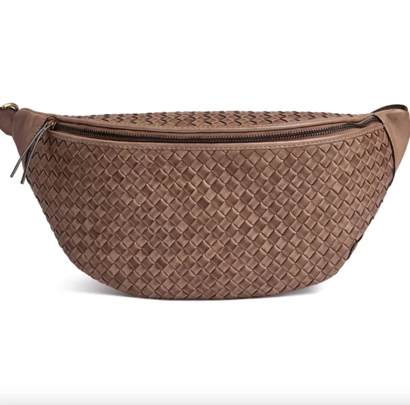 Gürteltasche geflochtenes Kalbsleder - Taupe