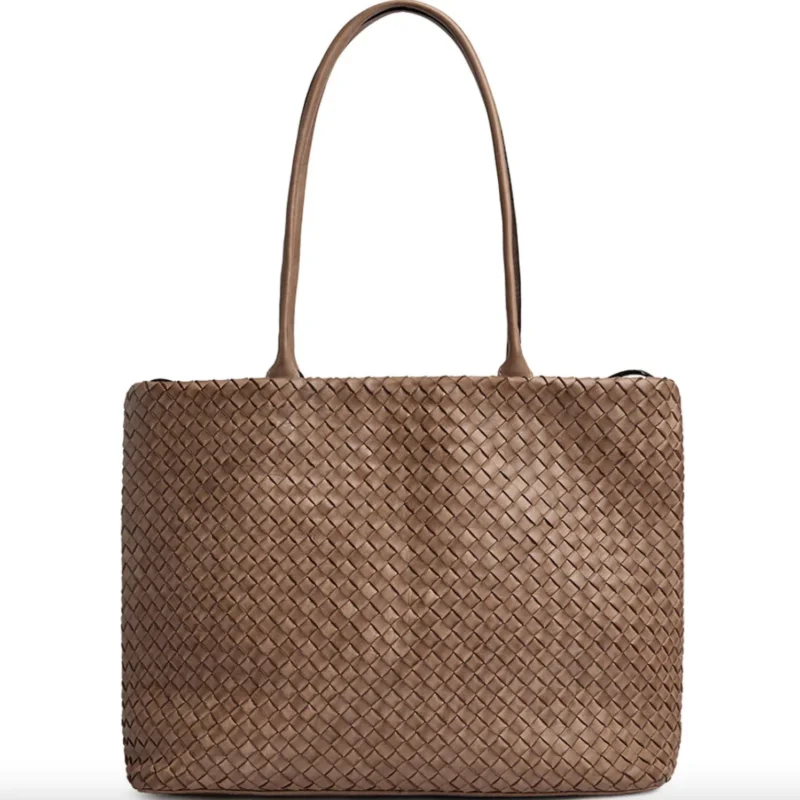 Shopper in geflochtenem Leder - Dark Taupe