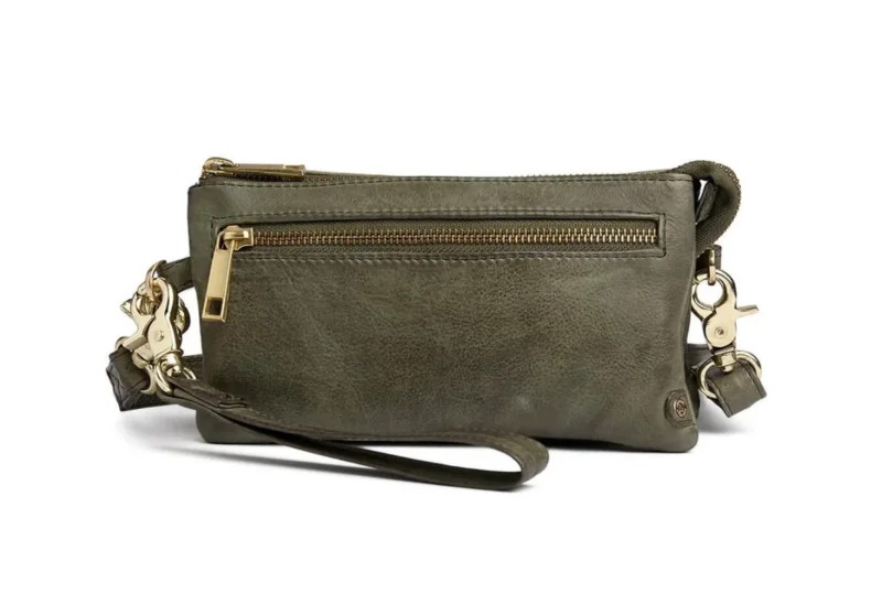Clutch / Ledertasche - Armygrün