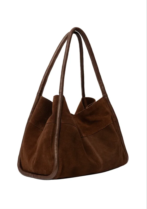 Shopper aus Veloursleder - Woodsmoke