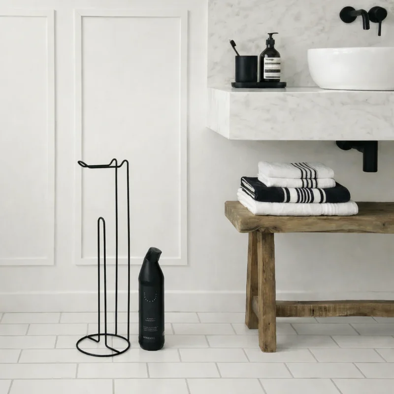 Toilettenrollenhalter auf Ständer – schwarzes Metall