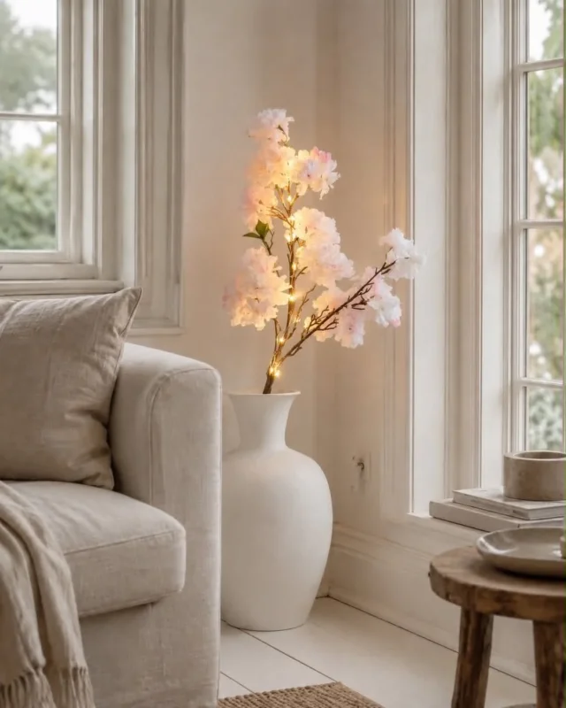 Japanischer Kirschzweig mit Lichterkette - Rosa