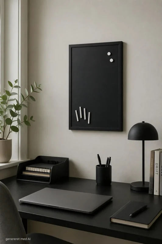 Magnetische Kreidetafel schwarzer Rahmen, 40 x 60 cm.