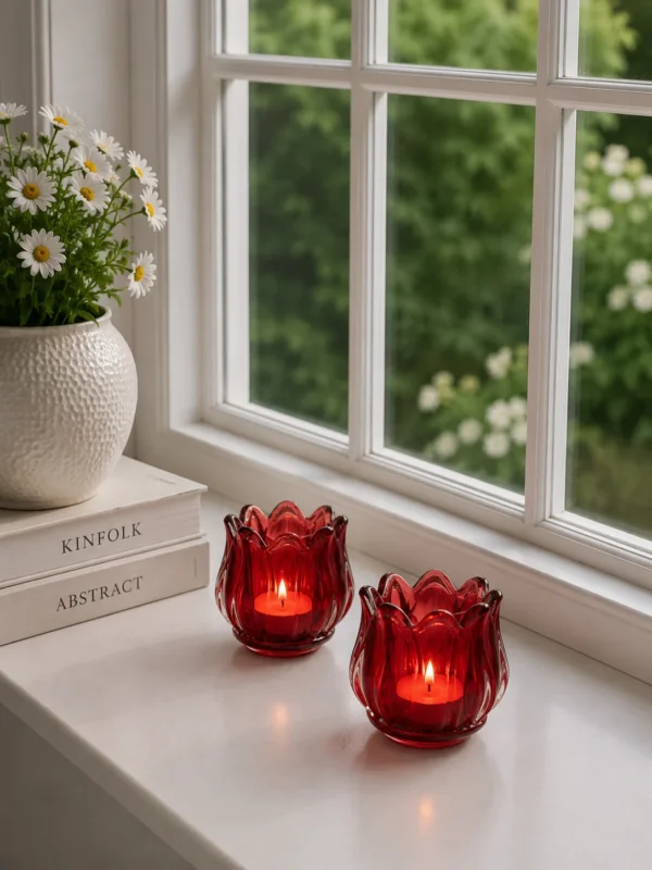 Kerzenhalter rote Tulpe - Set mit 2 Stück
