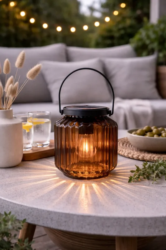 Laterne mit Solarzellen – Wilma Beige