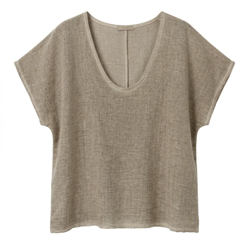 T-Shirt Cozy Leinenmix - Caramel