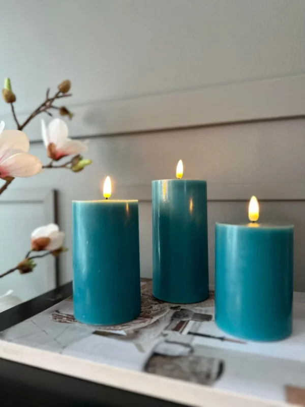 LED Bloklys / PETROL 3 stk. – Inkl. fjernbetjening - VIAMAJA.DK