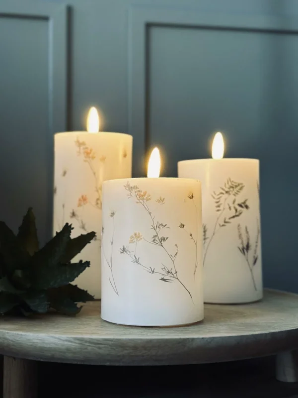 LED bloklys WILD FLORA – Sæt m. 3 stk og fjernbetjening - VIAMAJA.DK
