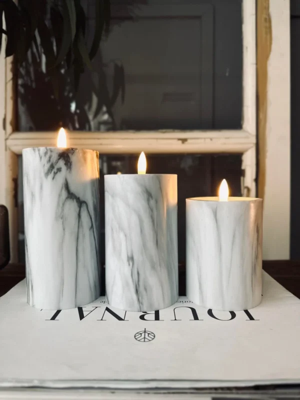 LED marmor bloklys 15cm Grå - VIAMAJA.DK