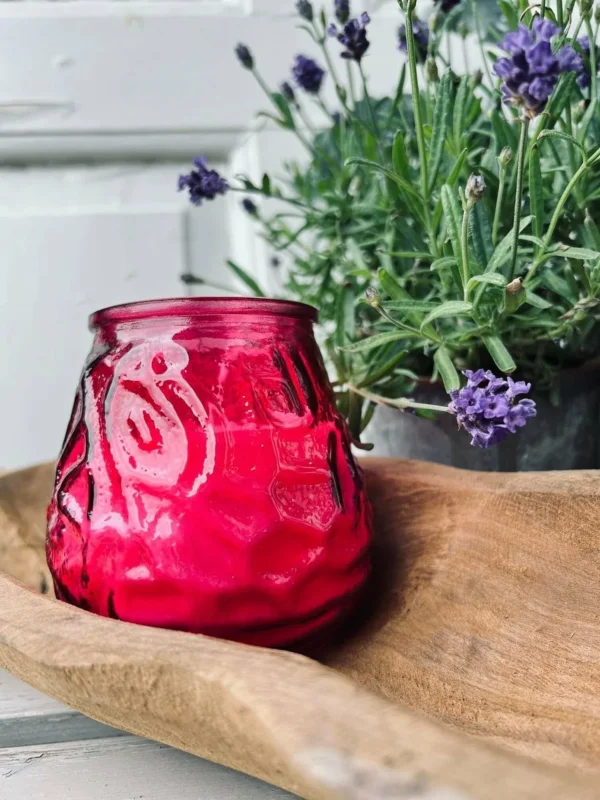 Myggelys Citronella i farvet glas - PINK - VIAMAJA.DK