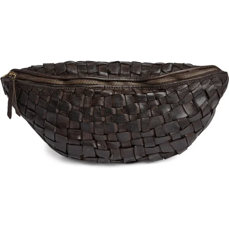 Warsaw Bumbag aus handgeflochtenem Leder - Dark Brown